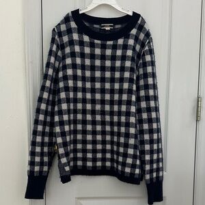 J. Crew Navy and White Checkered Sweater